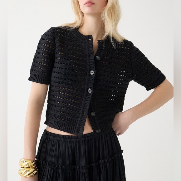 NWT - J. Crew Women’s Short Sleeve Open Knit Cardigan - Size L - Picture 2 of 7
